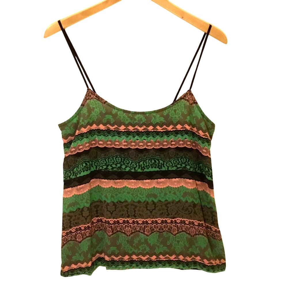 Emma Cook Green Pink Black Silk Camisole Sz 12